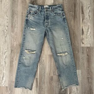 Zara never worn mid-rise baggy light wash distressed jeans